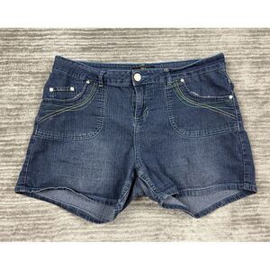 Gold Drama Shorts‎ Womens 16 Blue Dark Wash Ramie Blend Denim Jean Jorts